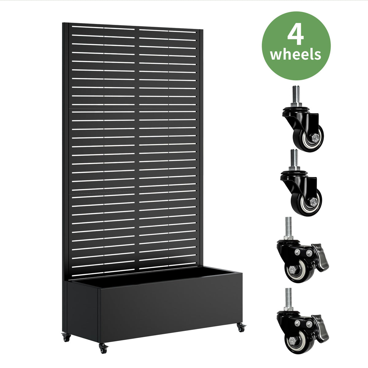 WONDERWALL 'Une Collection' Metal Planter Box with Trellis - Raised Garden Bed with Wheels
