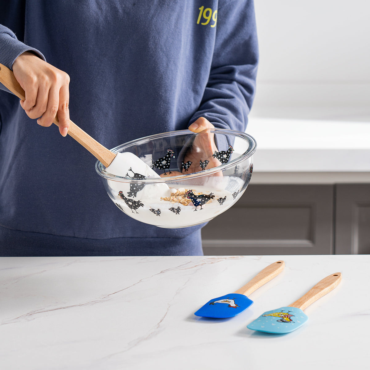 Genicook Rooster Silicone Spatula with Wood Handle