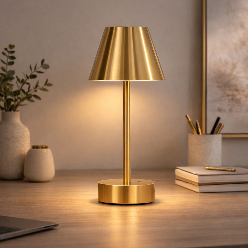 WONDERWALL 'Une Collection' Rechargeable LED Table Lamp with Touch Switch - Gold or Pearl Silver