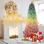 WONDERWALL ‘Noël DuBois’ 6 ft Flocked Artificial Christmas Tree – Rainbow