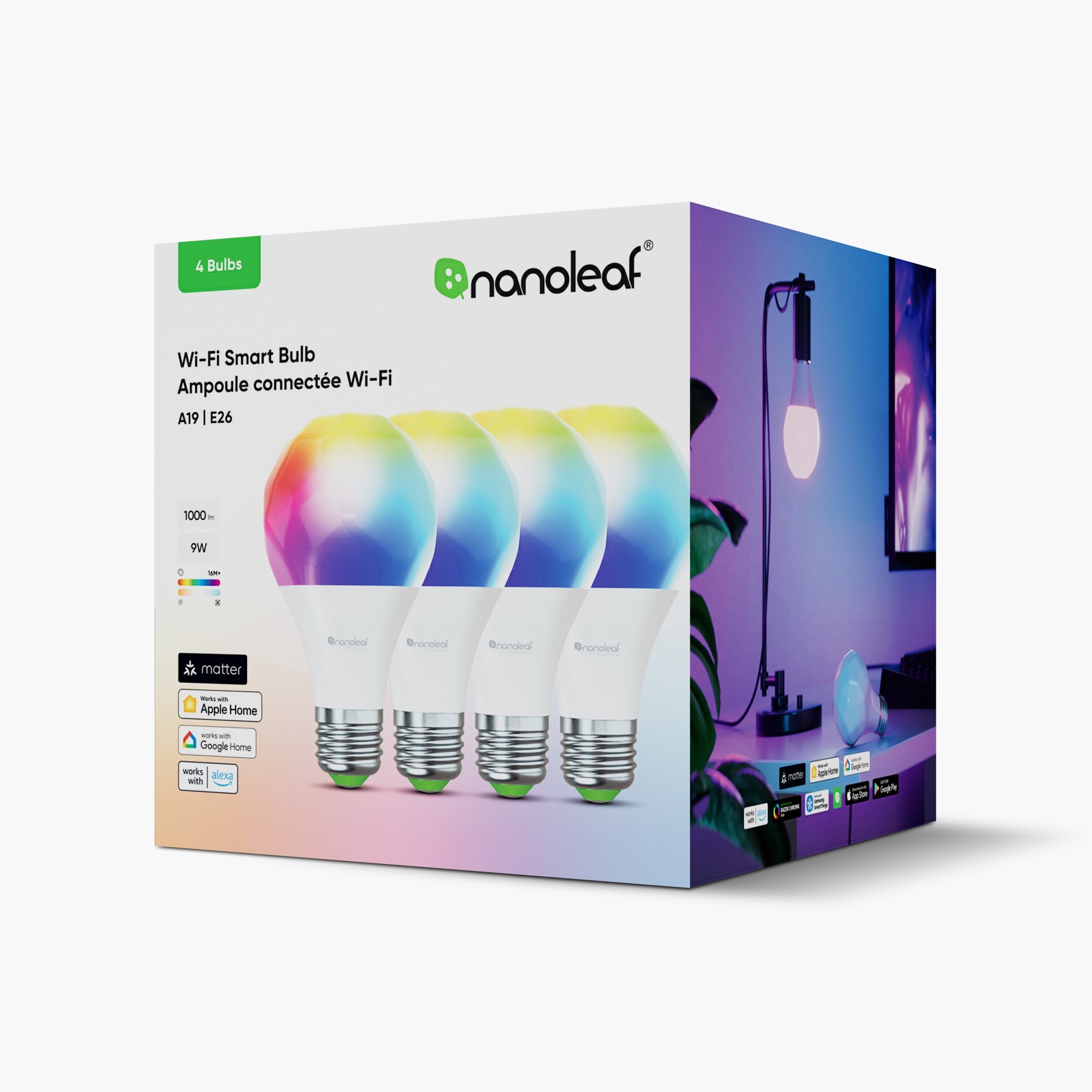 Matter Wi - Fi A19 Smart Bulb (4 Pack)