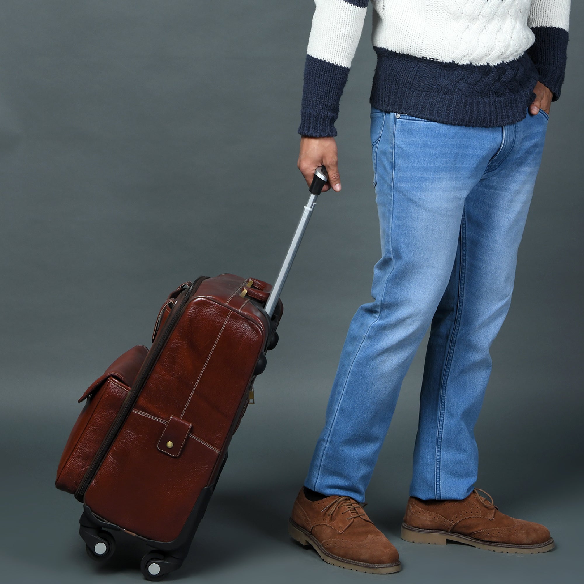 Leather Carry - On Trolly Bag