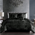 WONDERWALL 'Une Collection' Black Crinkle Velvet Comforter Set with Plush Fill - 7 Piece