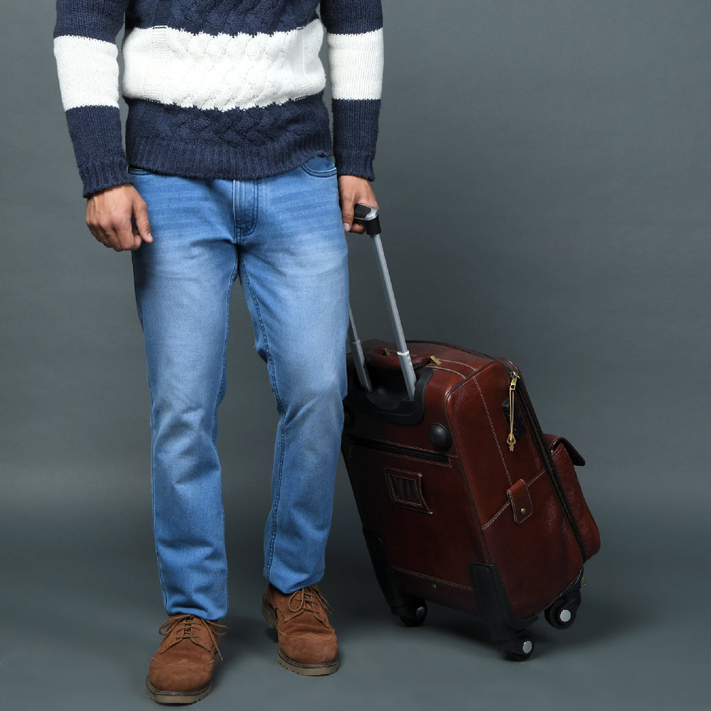 Leather Carry - On Trolly Bag