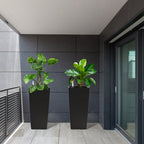 WONDERWALL 'Une Collection' Square Planters with Automatic Watering System - Faux Rattan, Pack of 2