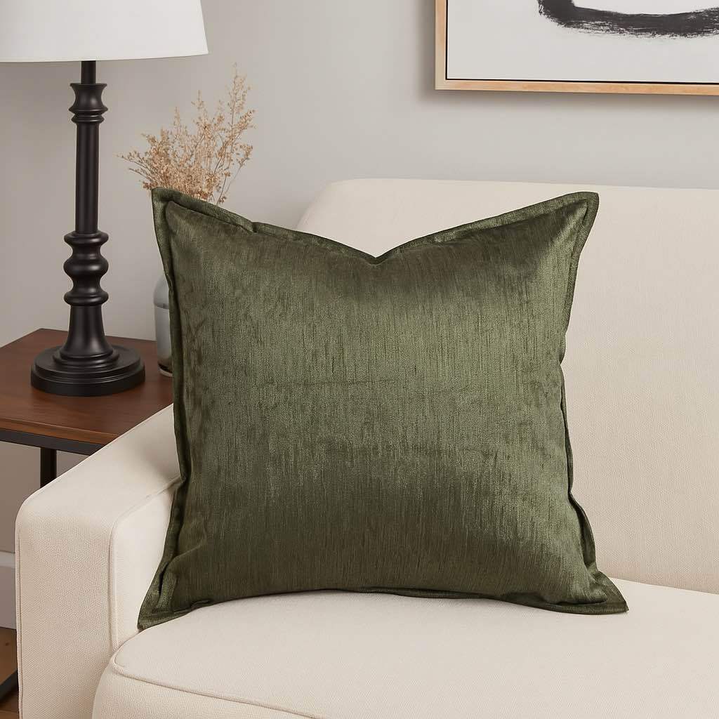 WONDERWALL 'Une Collection' Velvet Throw Pillow with Luxe Shine & Structured Support – Deep Forest Green