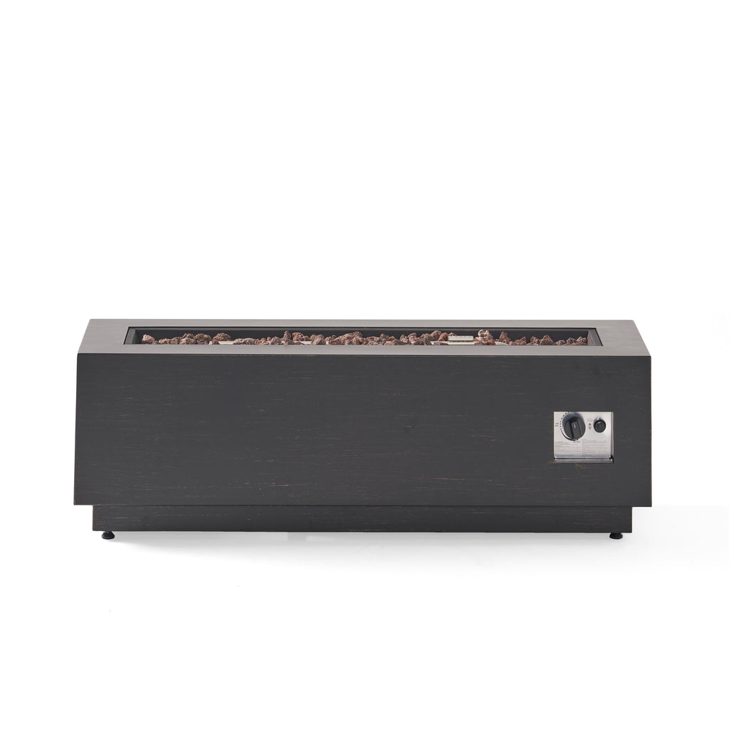 WONDERWALL 'Une Collection' Modern Dark Grey Outdoor Iron Propane Fire Pit with 50,000 BTU - Dark Grey