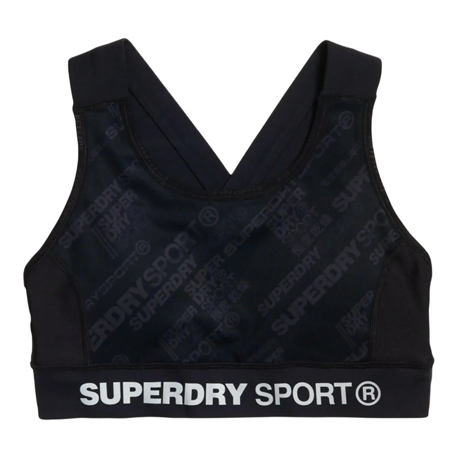 Superdry Active Panel Women Sports Bra Women Sports Bra Black Diagonal Logo