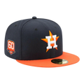 New Era 59Fifty MLB Houston Astros 60th Anniversary Authentic Collection Road Fitted Hat Navy/Orange