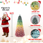 WONDERWALL ‘Noël DuBois’ 6 ft Flocked Artificial Christmas Tree – Rainbow