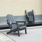 WONDERWALL 'Une Collection' HDPE Folding Adirondack Chair with Dual Cup Holder - Gray