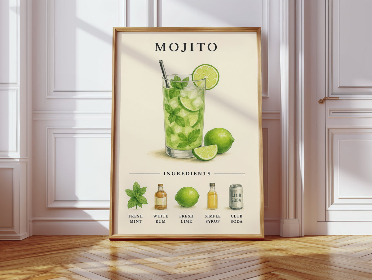 WONDERWALL 'L’Atelier Fun Collection' Mojito Cocktail Recipe Art Print