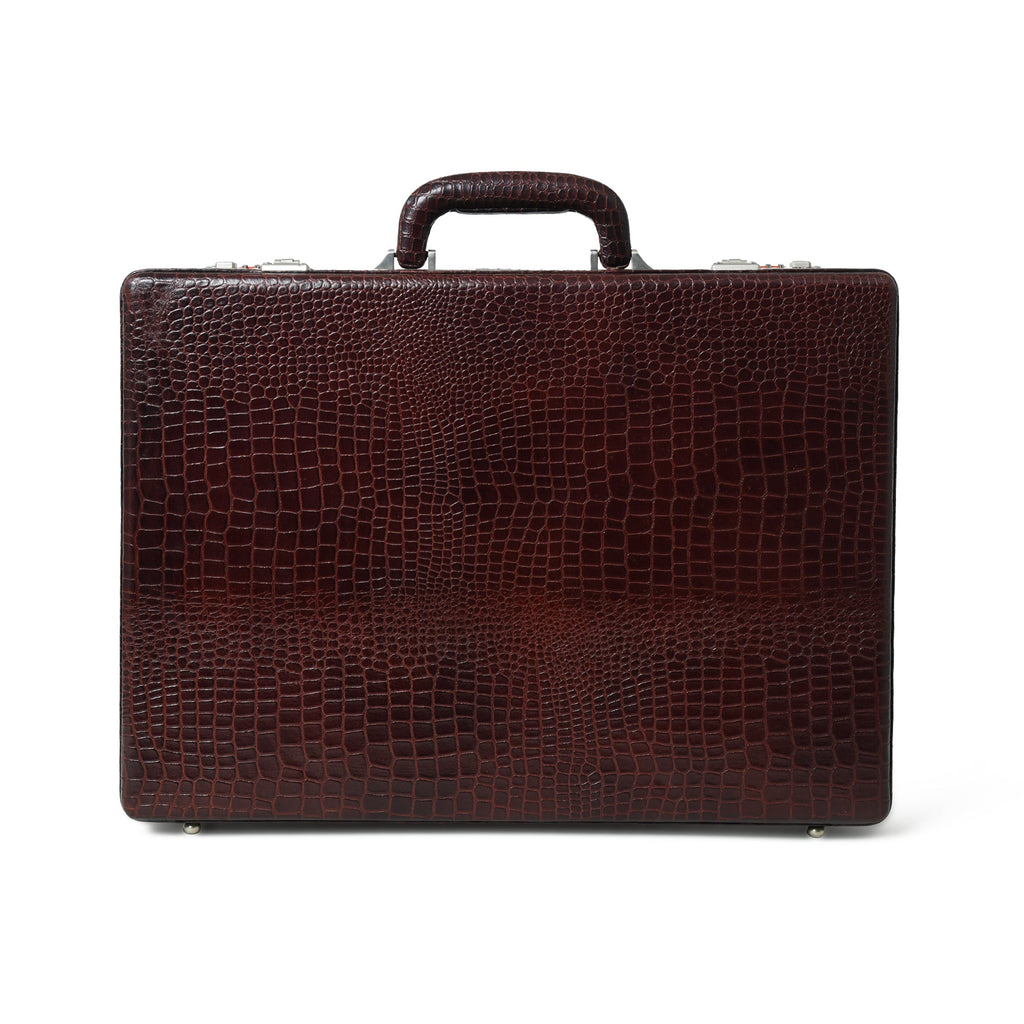 Executive Croco Leather Briefcase/Suitcase - Brown