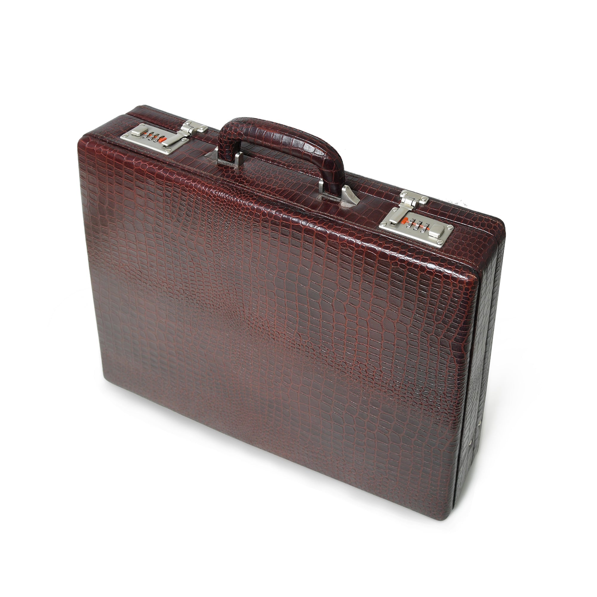 Executive Croco Leather Briefcase/Suitcase - Brown