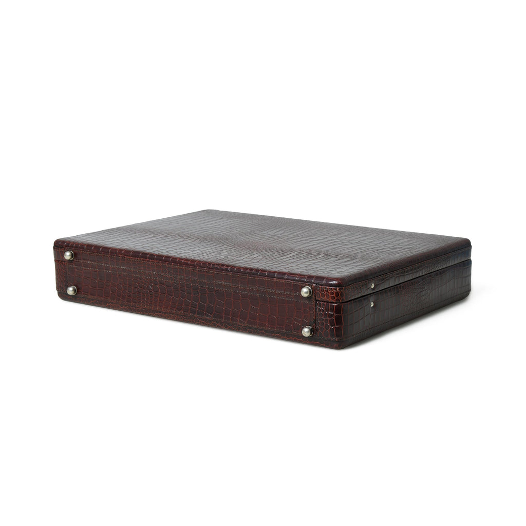 Executive Croco Leather Briefcase/Suitcase - Brown
