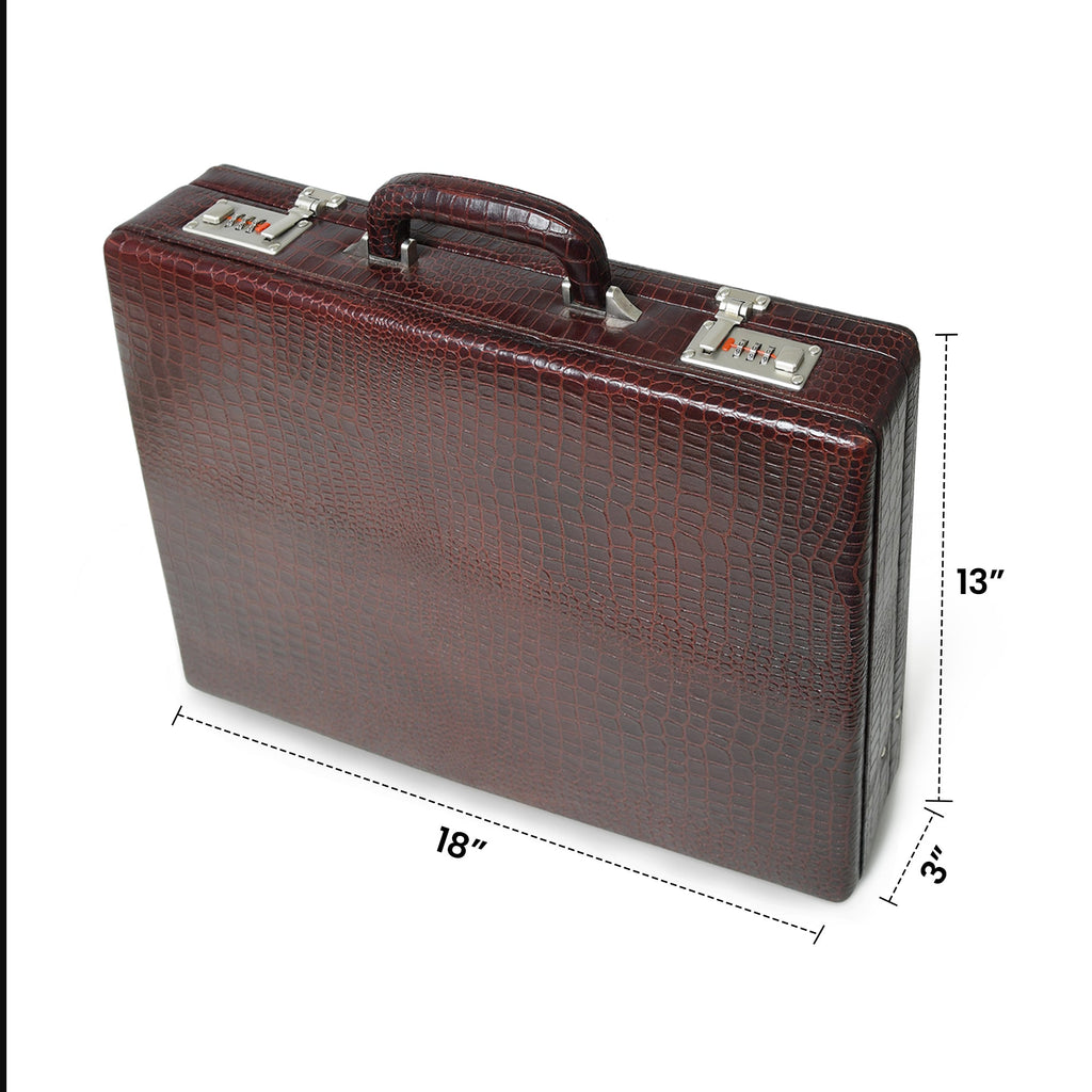 Executive Croco Leather Briefcase/Suitcase - Brown