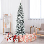 WONDERWALL ‘Noël DuBois’ 7.5 ft Unlit Snow-Flocked Pencil Christmas Tree