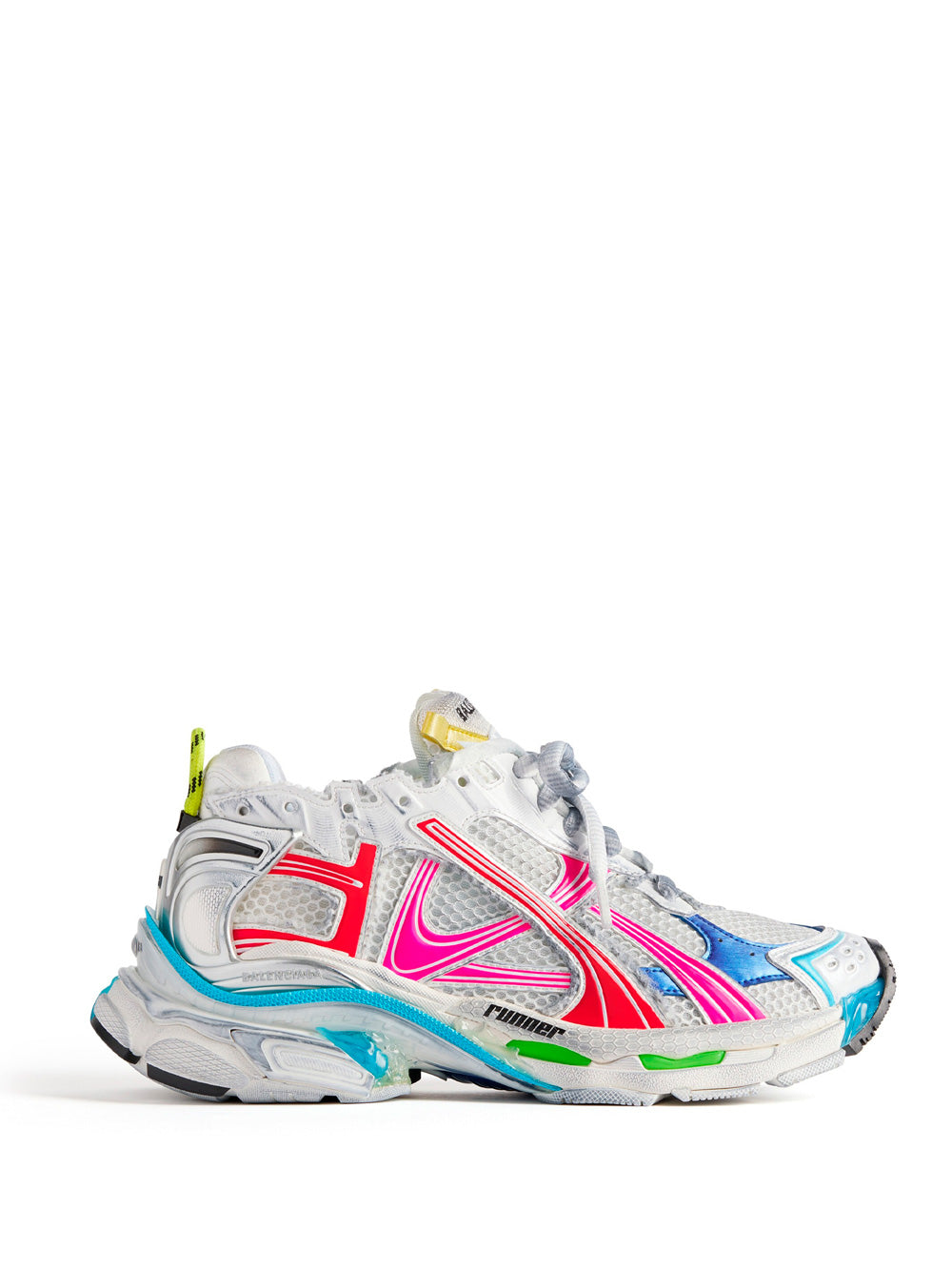 Women Mesh And Nylon Multicolor Worn - Out Effect Runner Sneakers