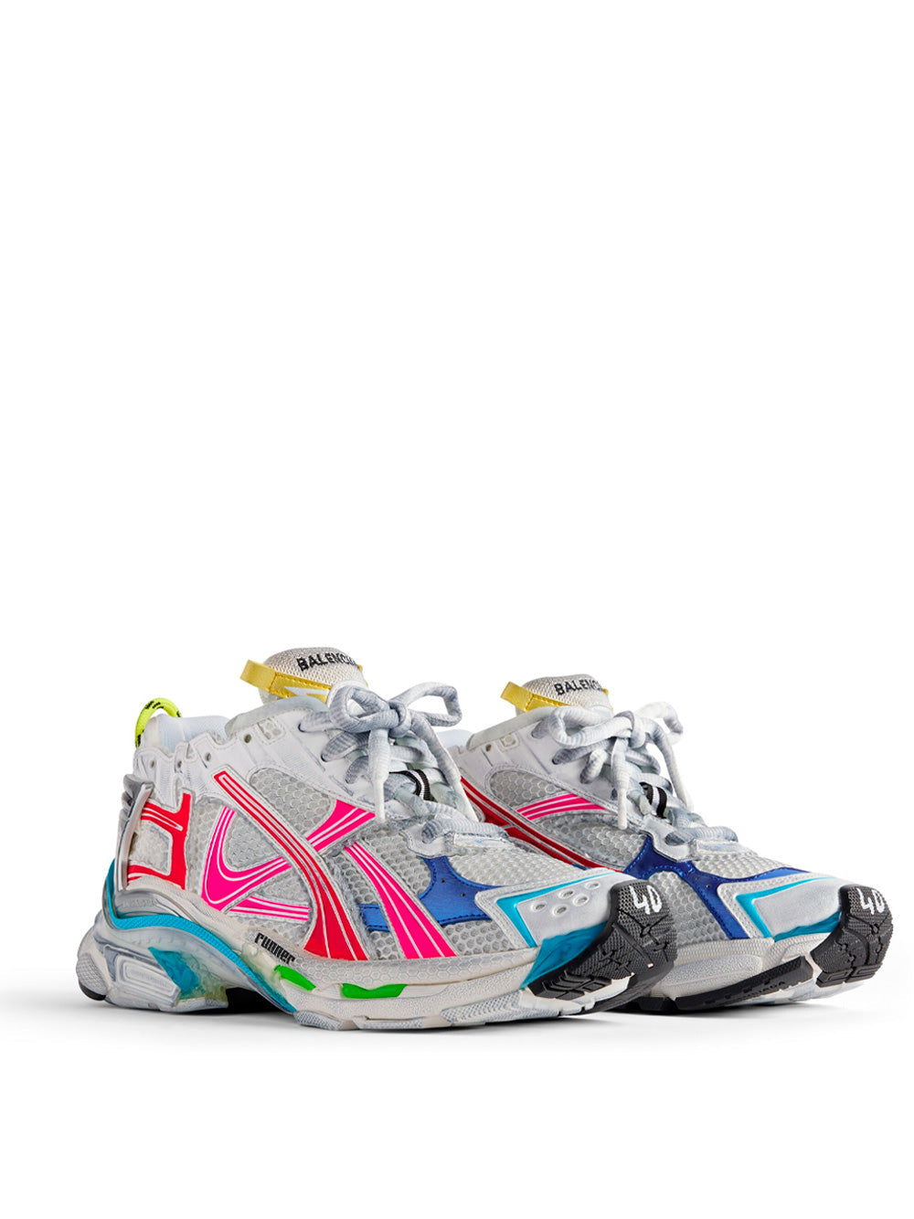 Women Mesh And Nylon Multicolor Worn - Out Effect Runner Sneakers