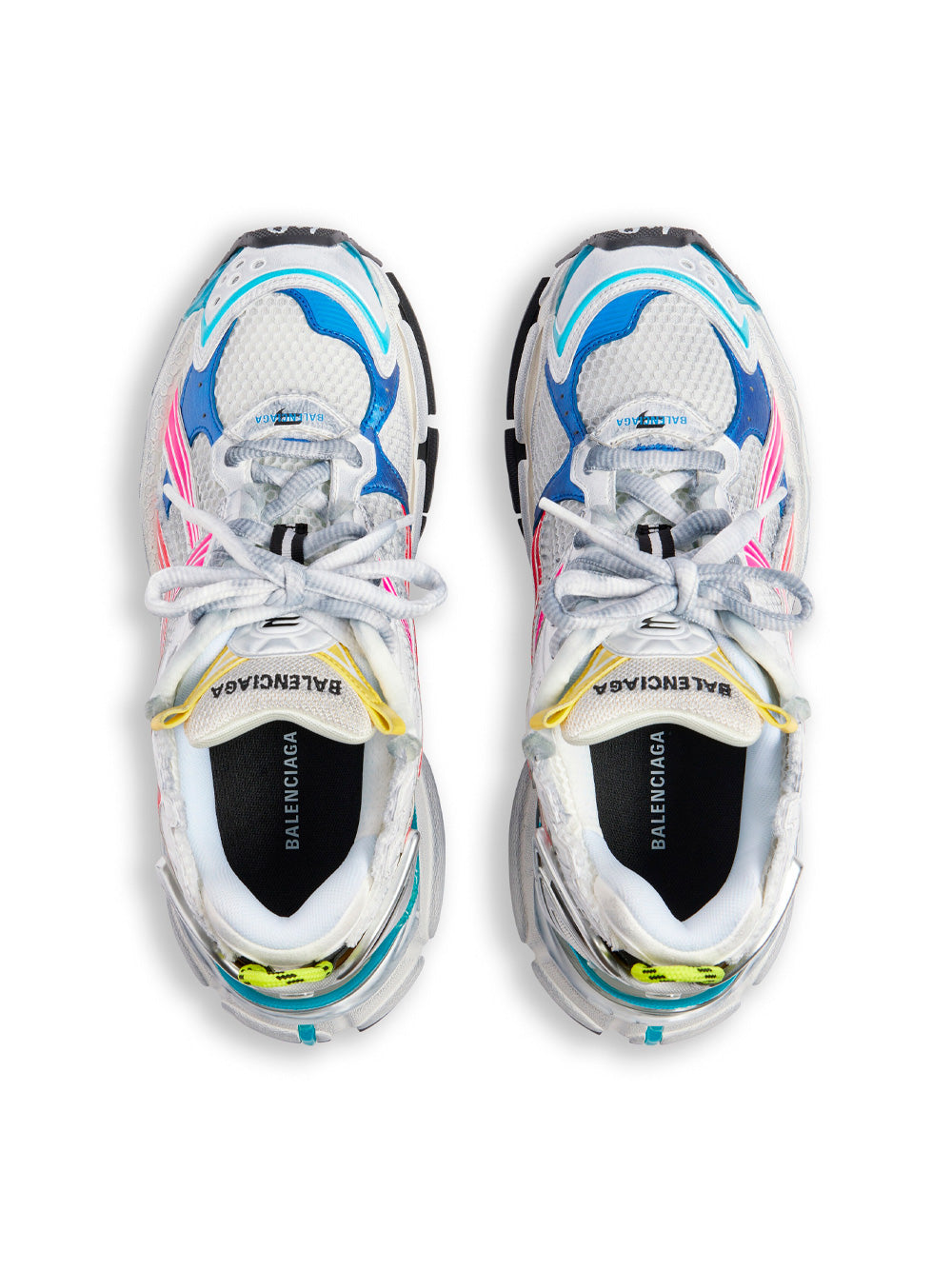 Women Mesh And Nylon Multicolor Worn - Out Effect Runner Sneakers