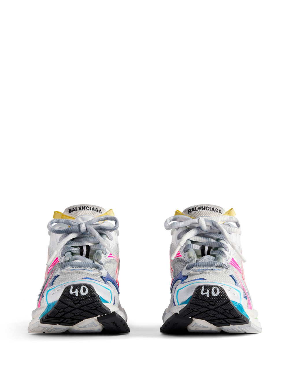 Women Mesh And Nylon Multicolor Worn - Out Effect Runner Sneakers