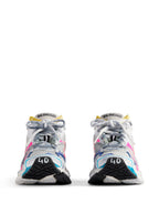 Women Mesh And Nylon Multicolor Worn - Out Effect Runner Sneakers