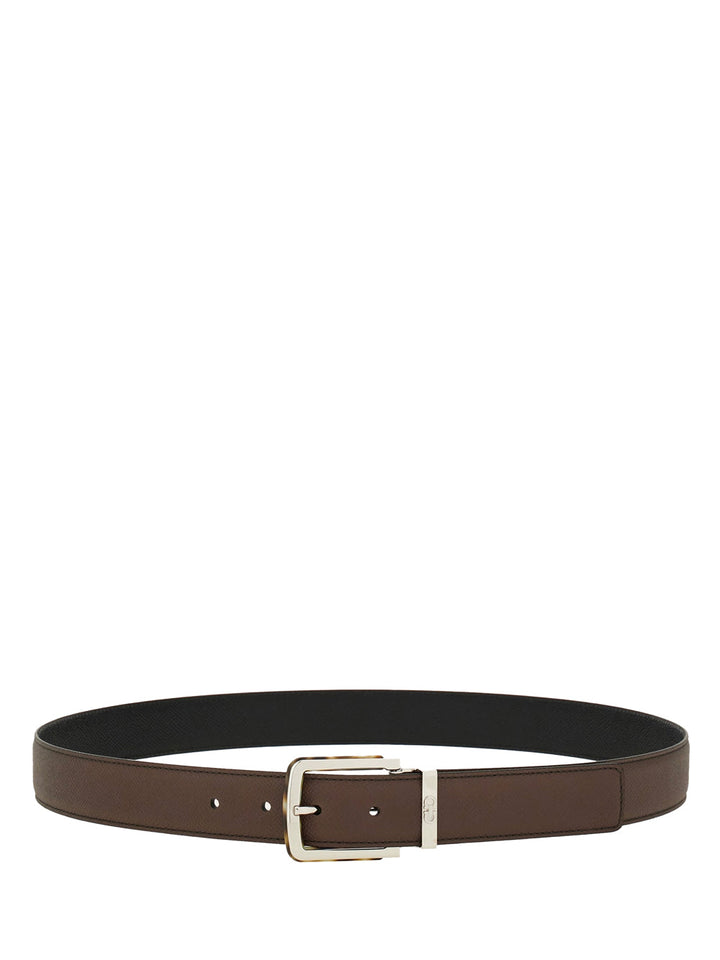 Men Two - Tone Reversible Belt With Tortoiseshell Resin Edge Buckle