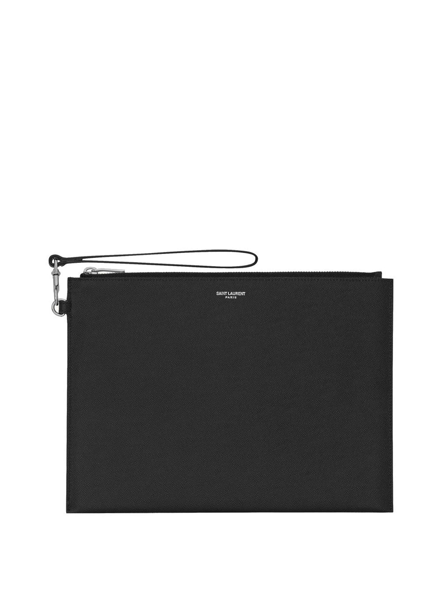 Men Zipped Tablet Holder In Grain De Poudre - Leather
