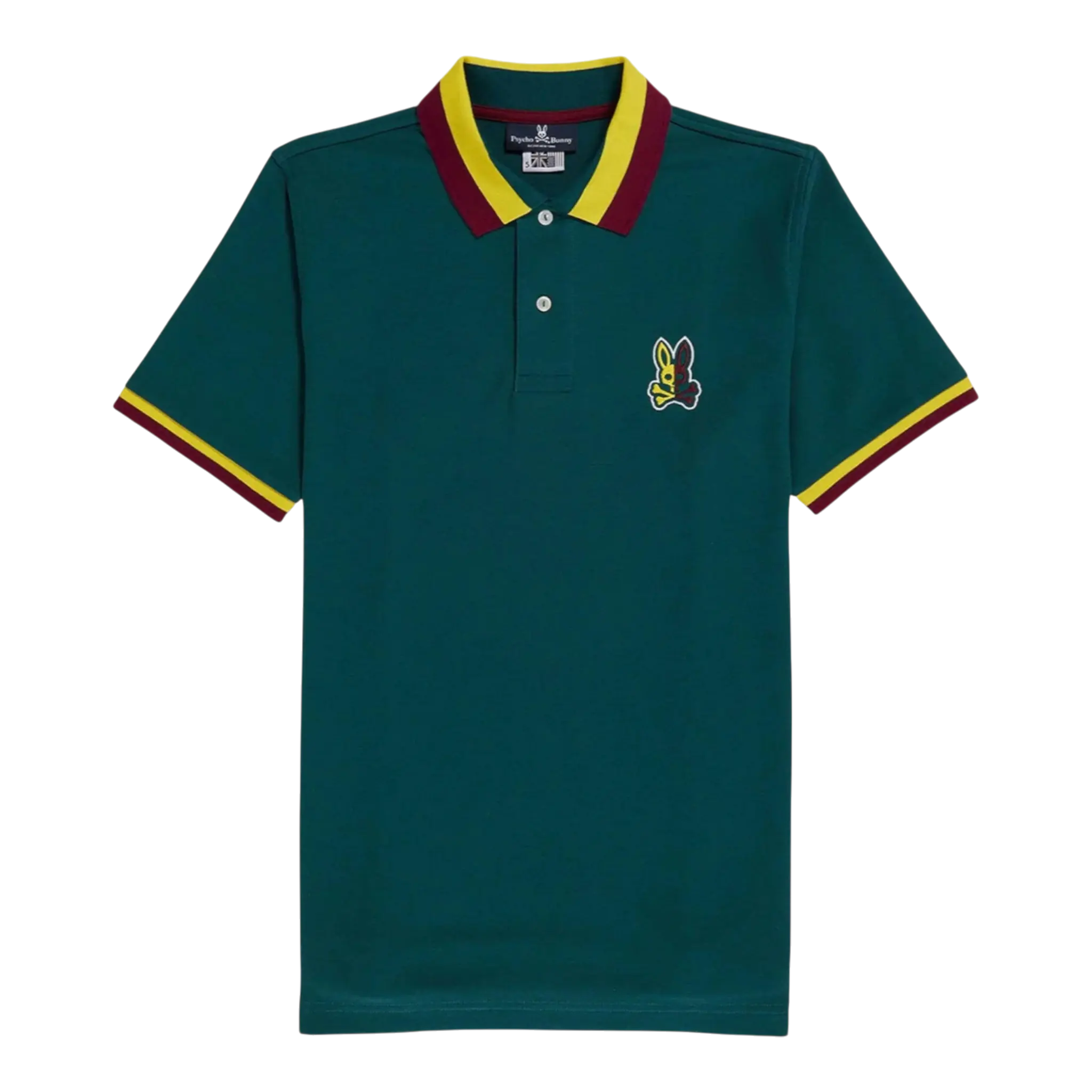 Psycho Bunny Cooper Split Bunny Logo Men Polo Shirt Spruce