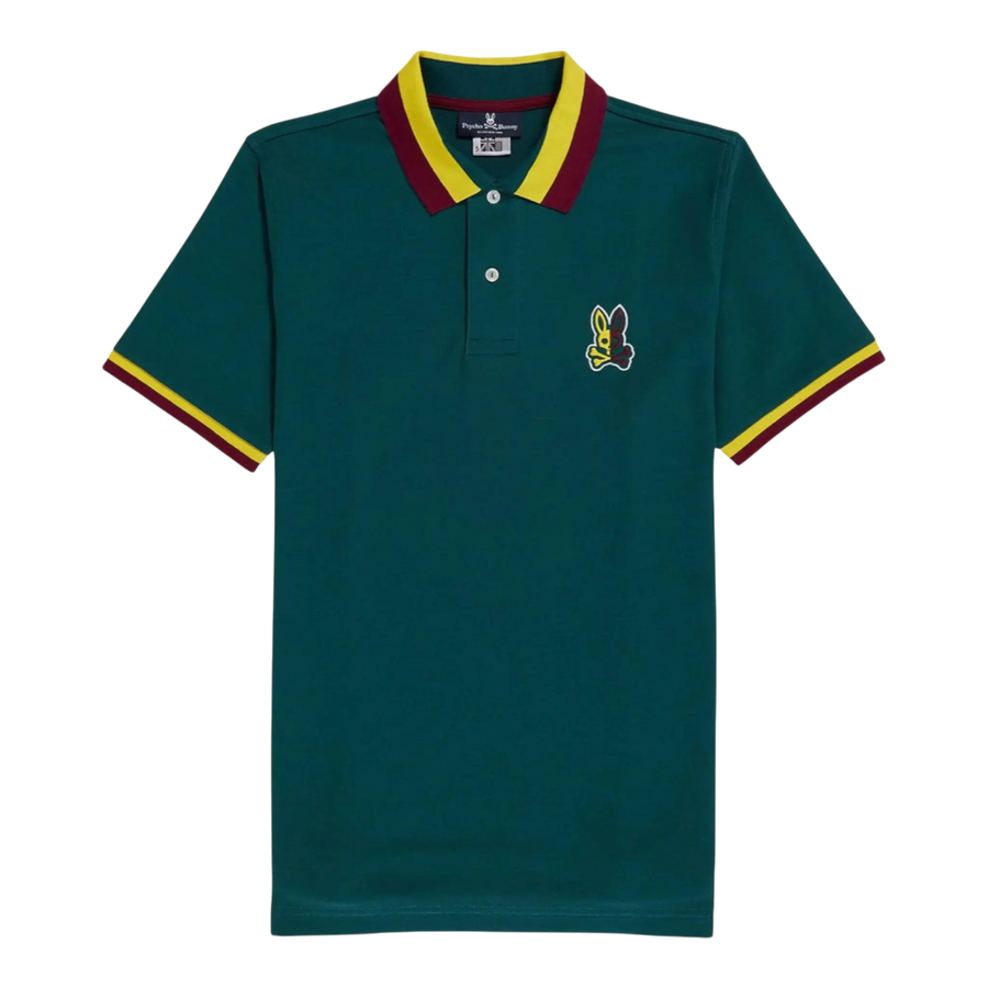 Psycho Bunny Cooper Split Bunny Logo Men Polo Shirt Spruce