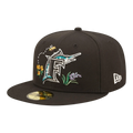 New Era Florida Marlins Watercolor Floral Men Fitted Hat Black