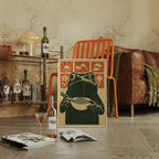 WONDERWALL 'L’Atelier Fun Collection' Ramen Frog Art in Retro Woodblock Style