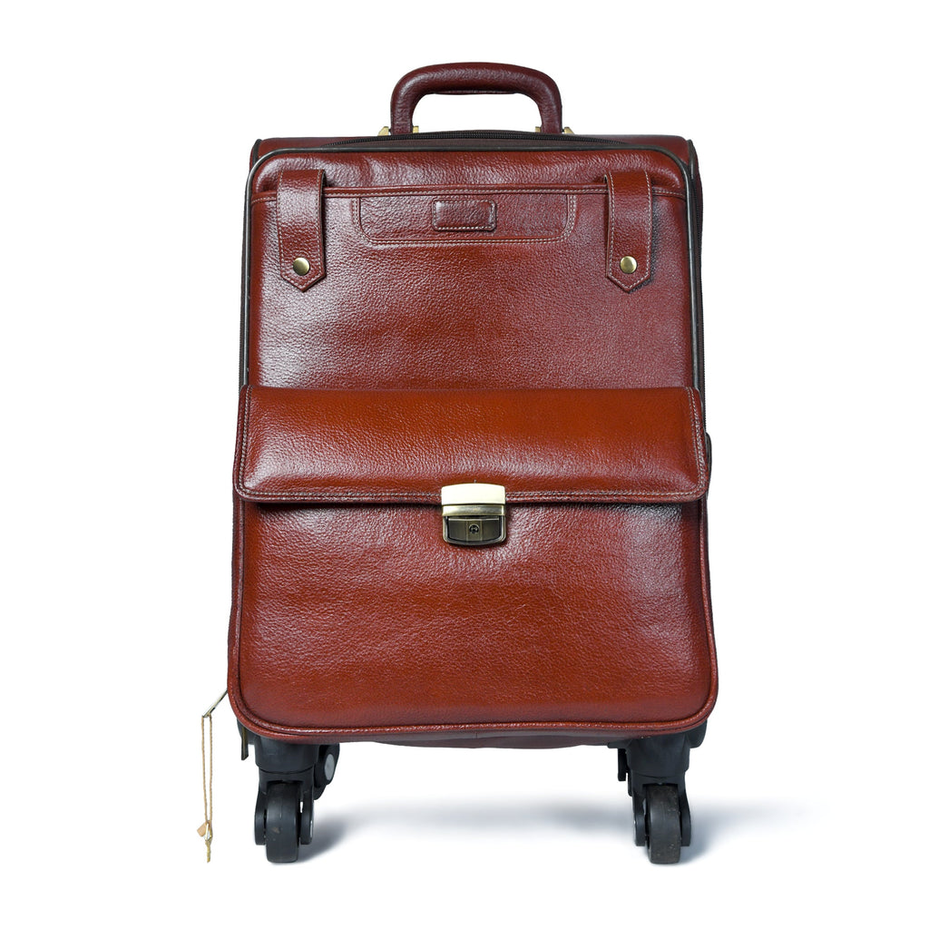 Leather Carry - On Trolly Bag