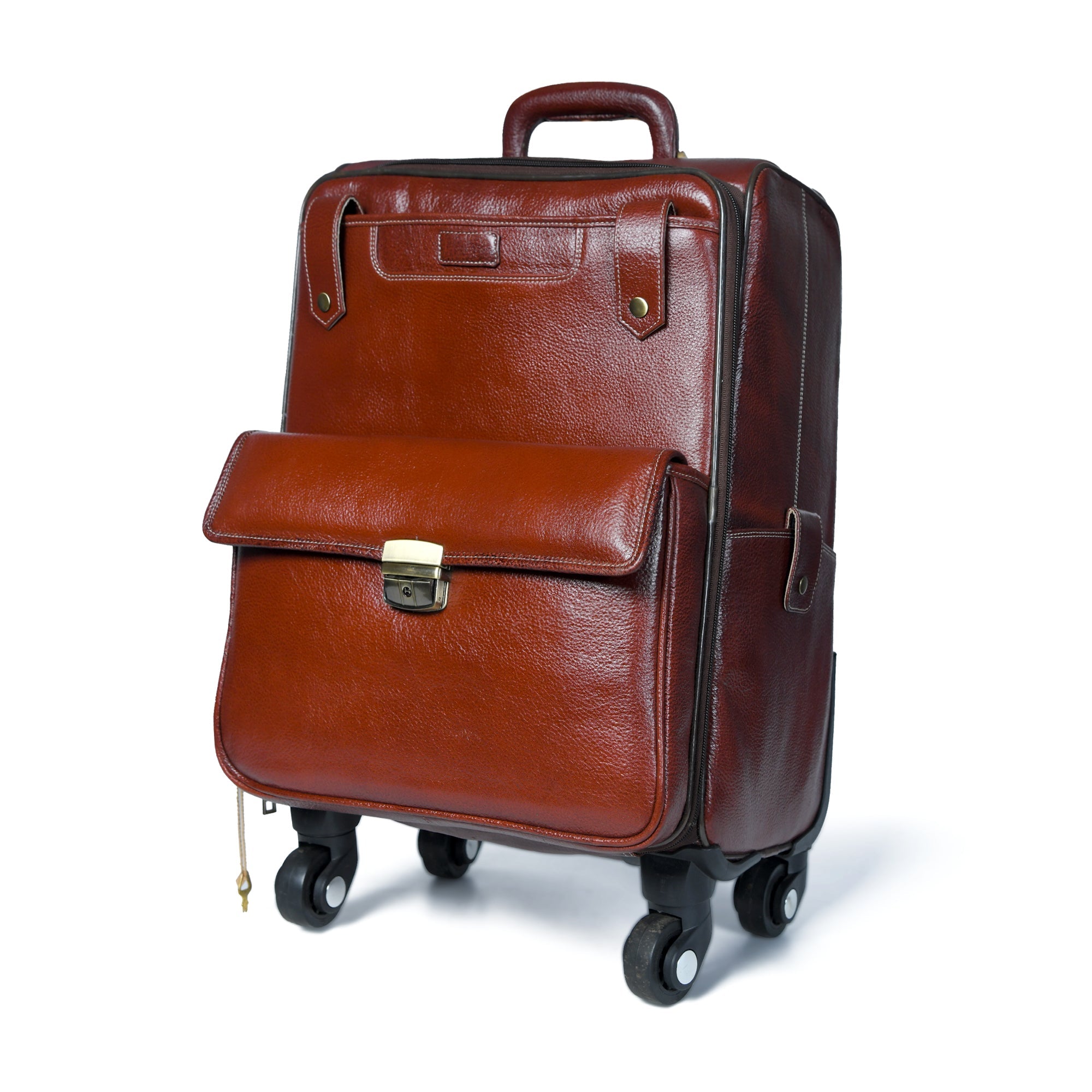 Leather Carry - On Trolly Bag