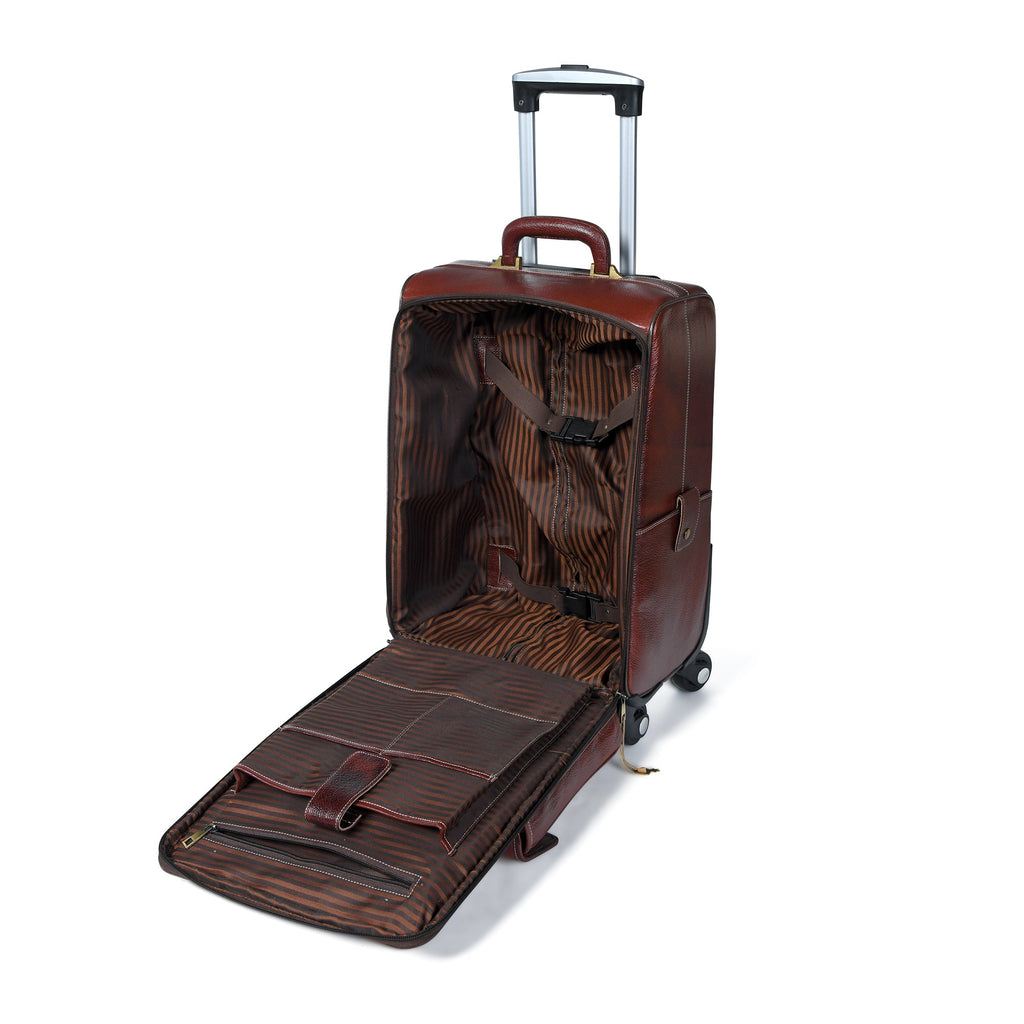 Leather Carry - On Trolly Bag