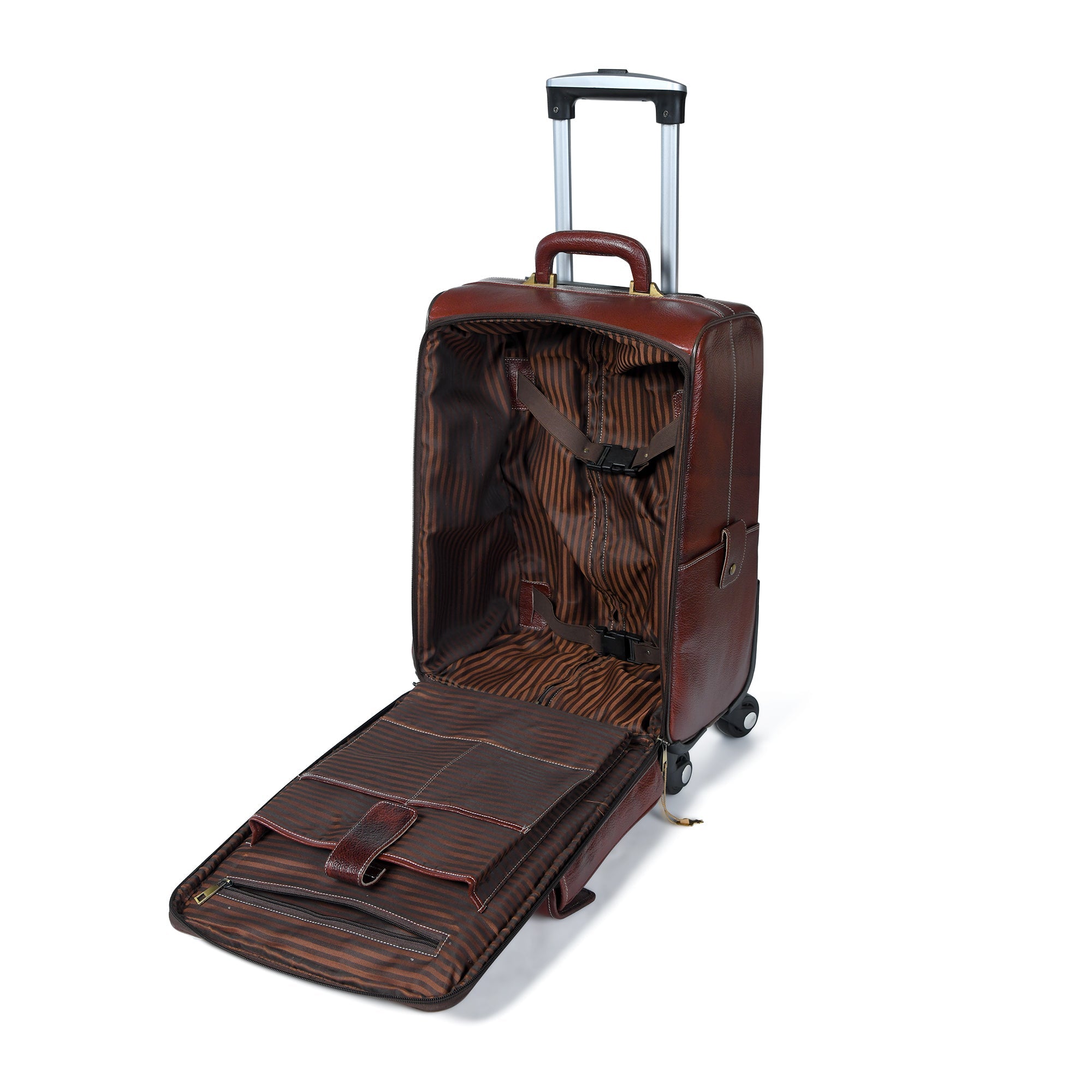 Leather Carry - On Trolly Bag