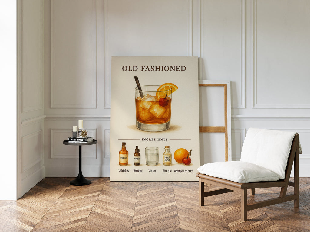 WONDERWALL 'L’Atelier Fun Collection' Old Fashioned Cocktail Recipe Art Print