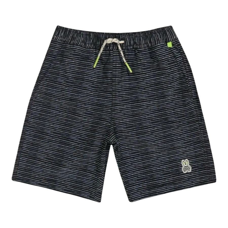 Psycho Bunny Lukas Hand Drawn Kids Swim Trunks Black