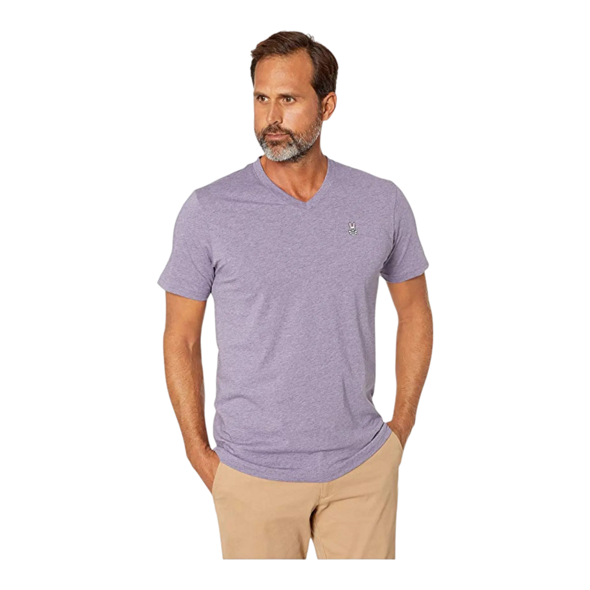 Psycho Bunny Classic V-Neck Men T-Shirt Heather Allium