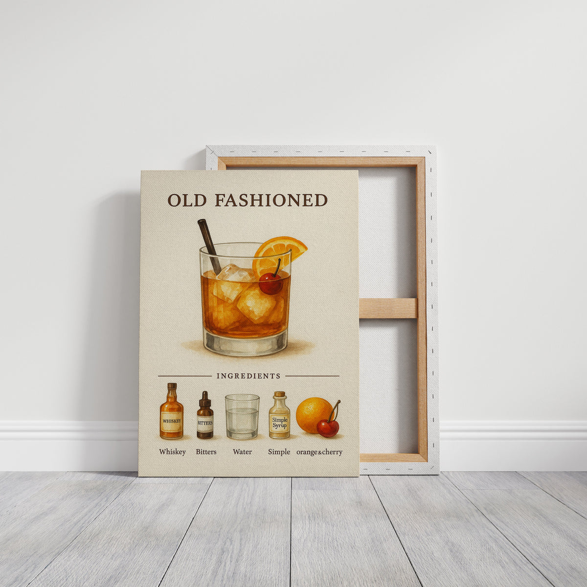 WONDERWALL 'L’Atelier Fun Collection' Old Fashioned Cocktail Recipe Art Print