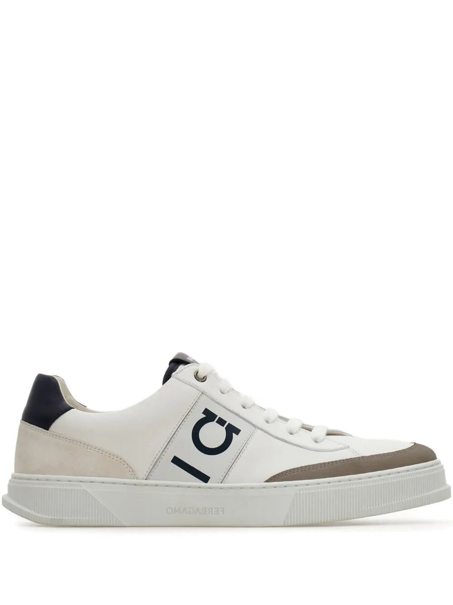 Men Alaska Leather And Suede Sneaker With Gancini Detail