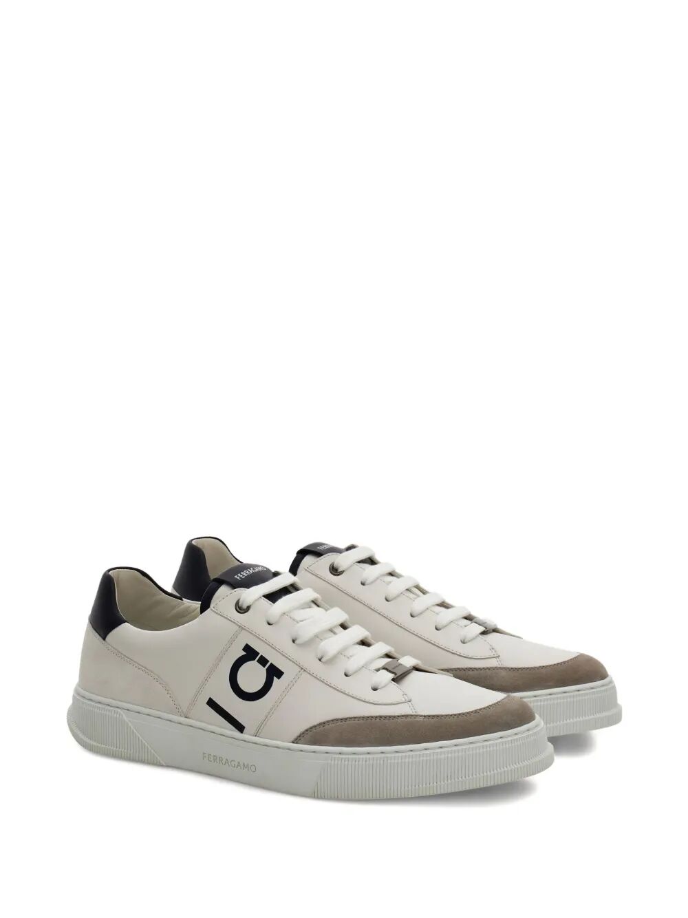 Men Alaska Leather And Suede Sneaker With Gancini Detail