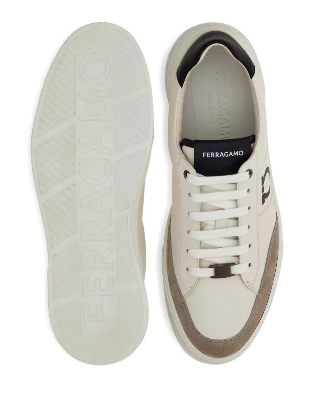 Men Alaska Leather And Suede Sneaker With Gancini Detail