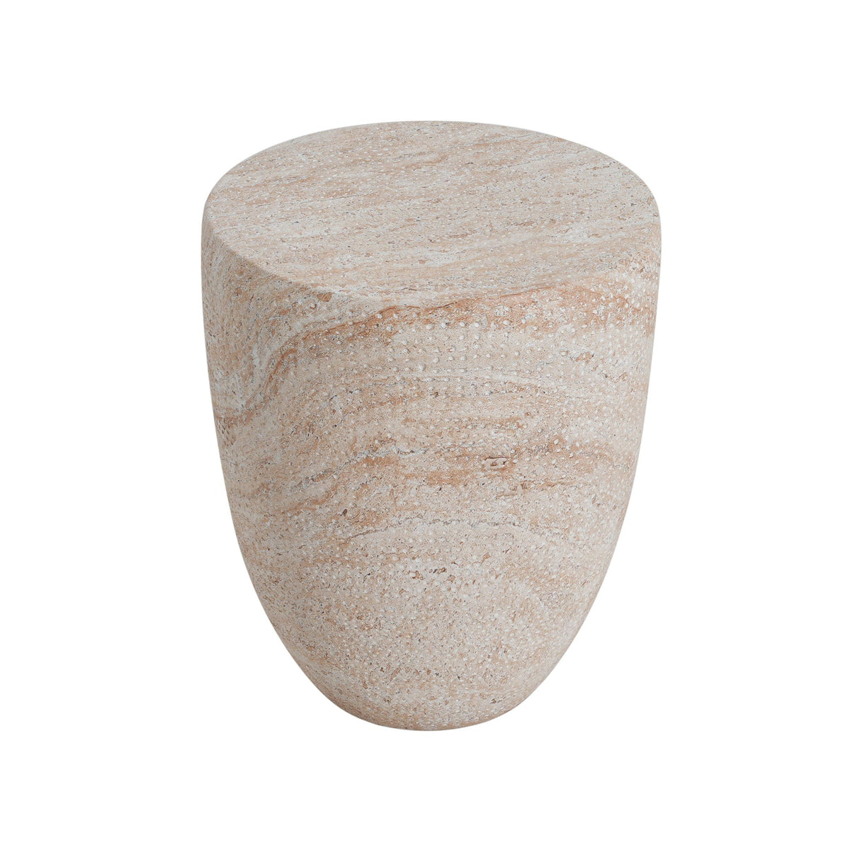 WONDERWALL 'Une Collection' Lightweight Concrete Outdoor Side Table with Travertine Finish - Beige