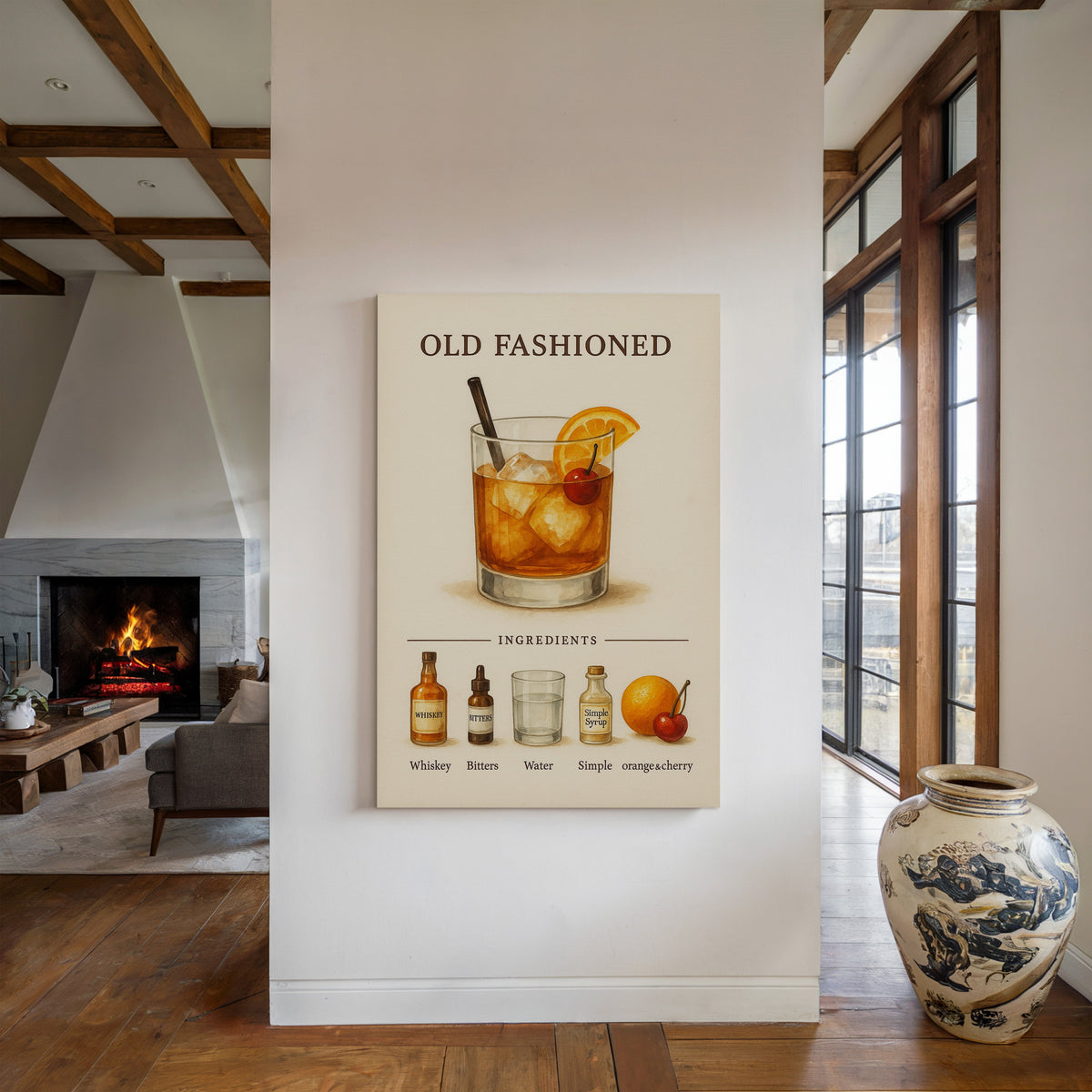 WONDERWALL 'L’Atelier Fun Collection' Old Fashioned Cocktail Recipe Art Print