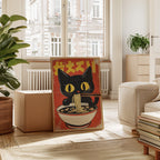 WONDERWALL 'L’Atelier Fun Collection' Retro Ramen Cat Poster – Japanese-Inspired Noodle Lover Wall Art