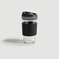 Genicook 16.2-Ounce Borosilicate Glass Coffee Cup, Black