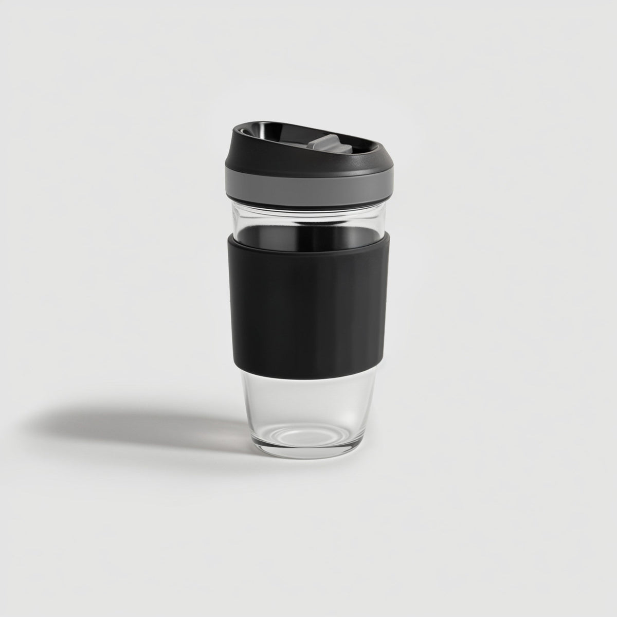 Genicook 16.2-Ounce Borosilicate Glass Coffee Cup, Black