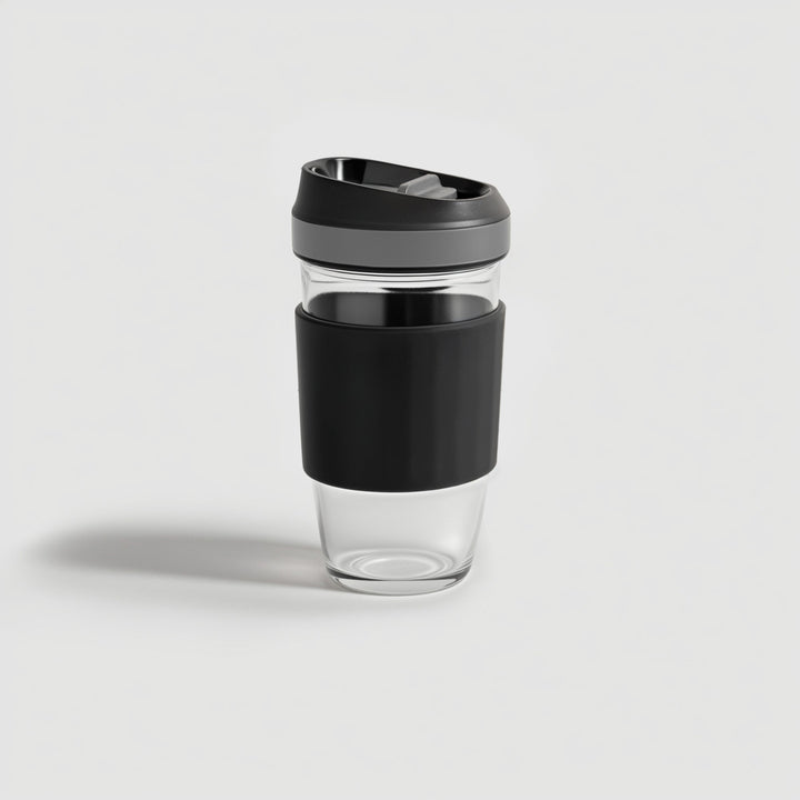 Genicook 16.2-Ounce Borosilicate Glass Coffee Cup, Black