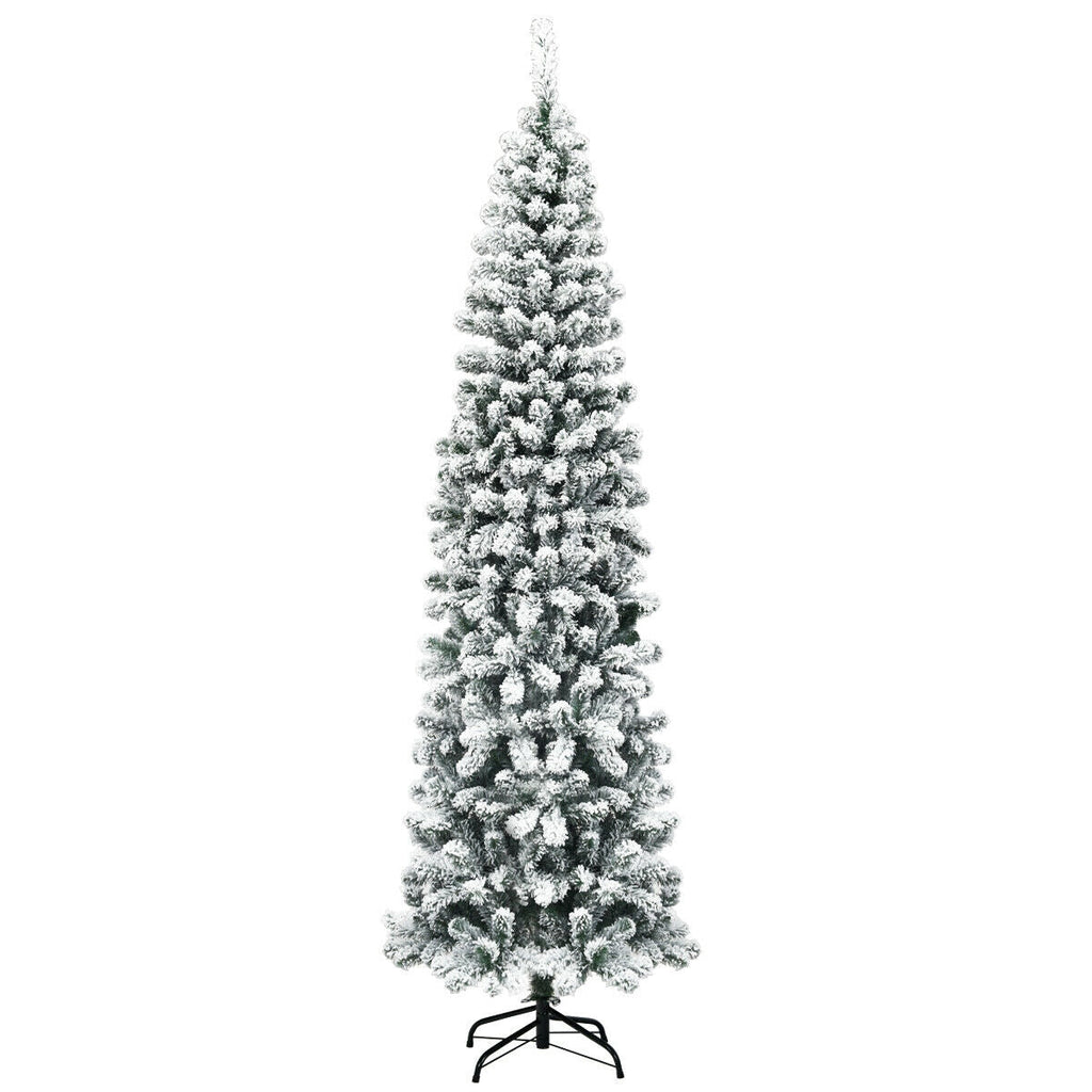WONDERWALL ‘Noël DuBois’ 7.5 ft Unlit Snow-Flocked Pencil Christmas Tree